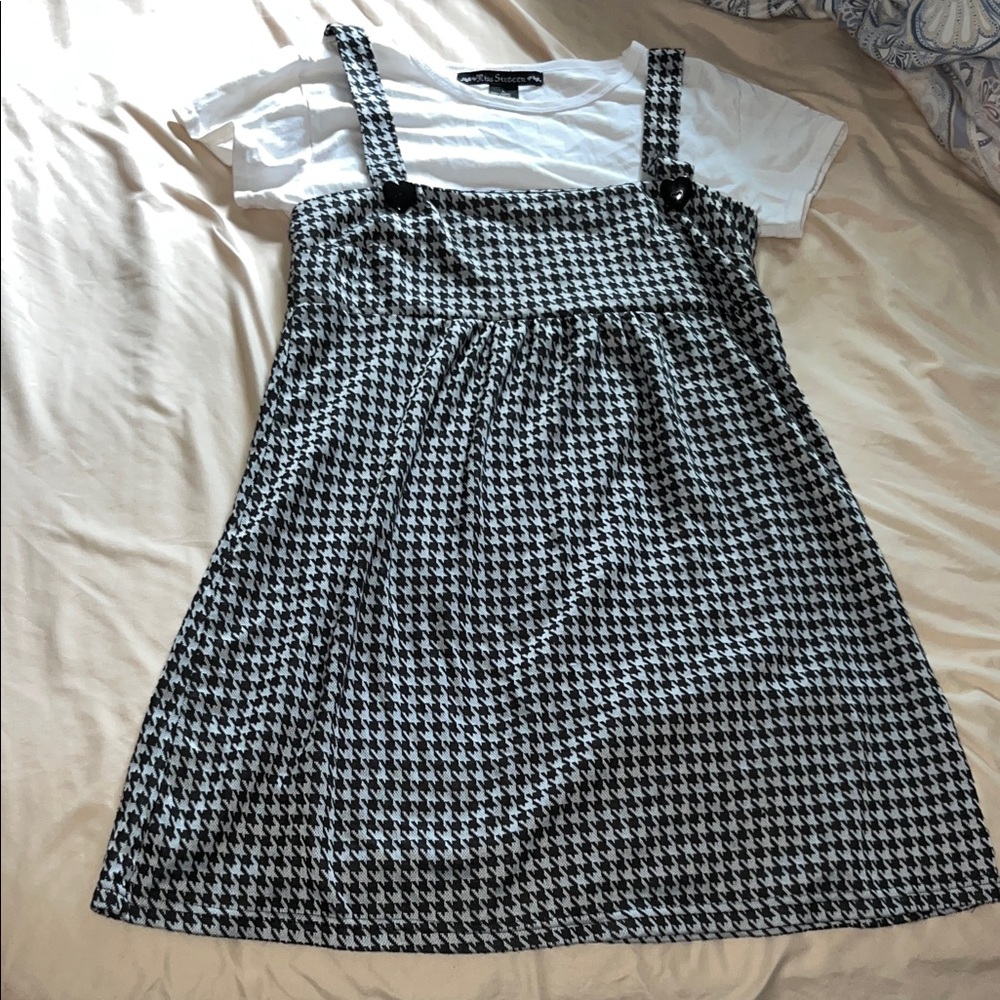 Stylish Kids Houndstooth Dress with White Tee
